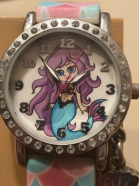 🦋10/$20🦋 Accutime Silver/Multicolor Rhinestone Silicone Mermaid Girl's Watch